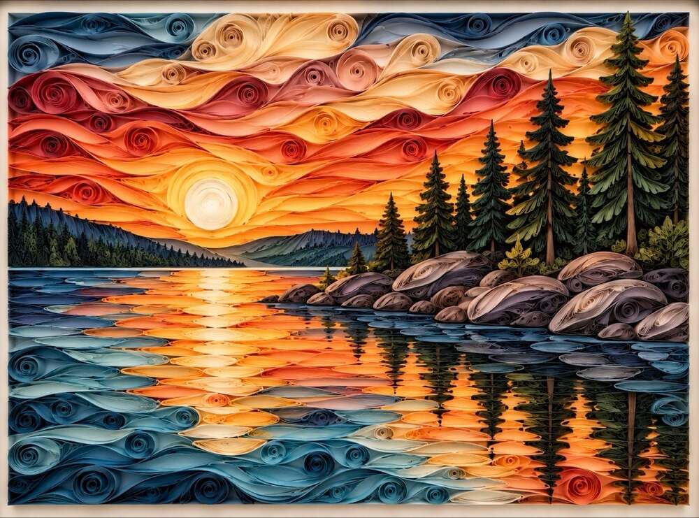 10x8 Framed Golden Sunset Forest Art Print